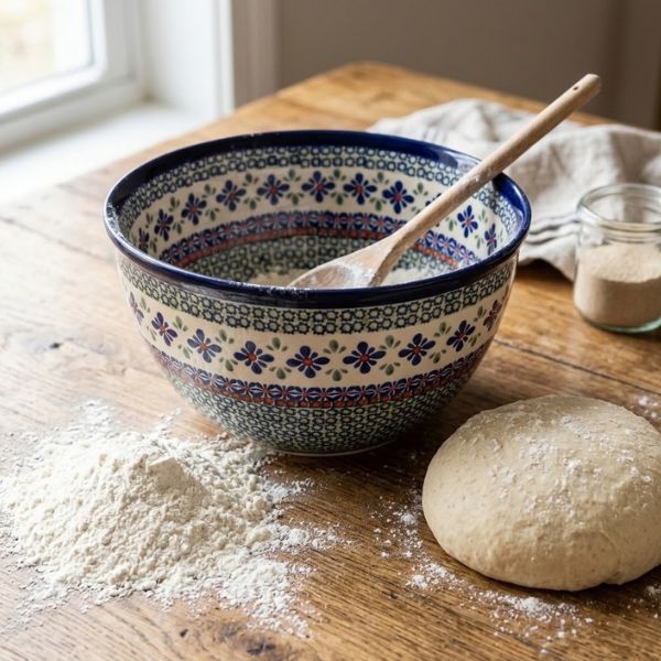 Handmade Polish pottery 2-quart and 5-quart mixing bowls from Boleslawiec